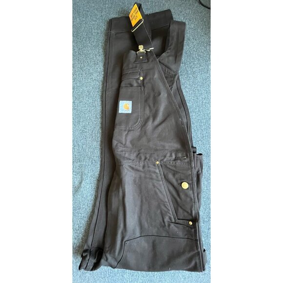 Carhartt Double Knee Bib Overall Mens 38x36 Dark Brown Canvas 102776 R01-M NEW - Picture 3 of 6